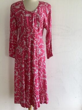 Vintage 80’s S. Roberts Dolman Sleeve pleated back tie side zipper,Maxi Dress.12